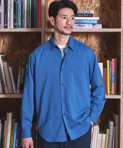 UNION STATION（ユニオンステーション）の「ストレッチカチオンレギュラーカラーシャツ（シャツ/ブラウス・メンズ・ベージュ/ネイビー/ブルー/グリーン・LL/M/L）」の4枚目の写真