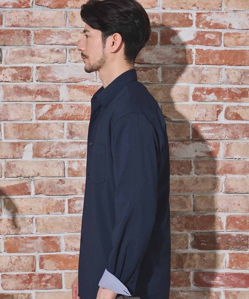 UNION STATION（ユニオンステーション）の「ストレッチカチオンレギュラーカラーシャツ（シャツ/ブラウス・メンズ・ベージュ/ネイビー/ブルー/グリーン・LL/M/L）」の6枚目の写真