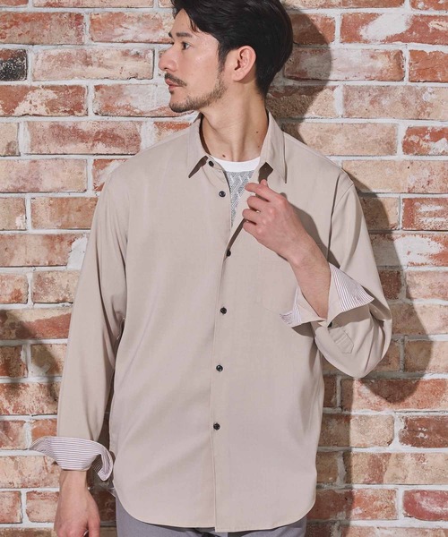 UNION STATION（ユニオンステーション）の「ストレッチカチオンレギュラーカラーシャツ（シャツ/ブラウス・メンズ・ベージュ/ネイビー/ブルー/グリーン・LL/M/L）」の11枚目の写真