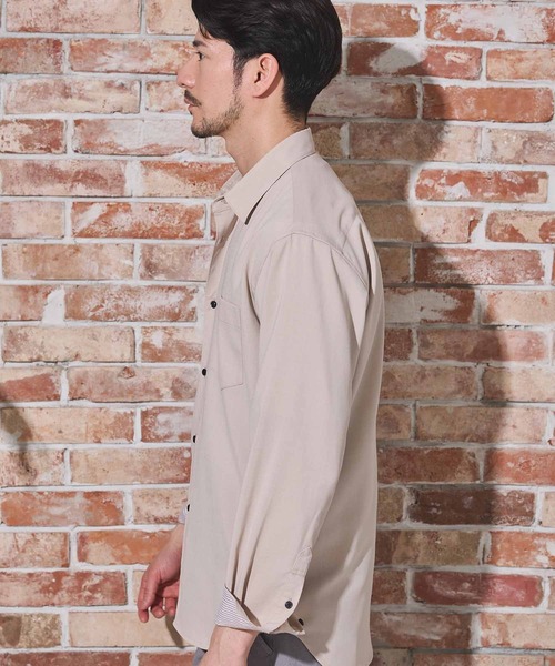 UNION STATION（ユニオンステーション）の「ストレッチカチオンレギュラーカラーシャツ（シャツ/ブラウス・メンズ・ベージュ/ネイビー/ブルー/グリーン・LL/M/L）」の12枚目の写真