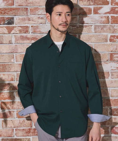 UNION STATION（ユニオンステーション）の「ストレッチカチオンレギュラーカラーシャツ（シャツ/ブラウス・メンズ・ベージュ/ネイビー/ブルー/グリーン・LL/M/L）」の19枚目の写真