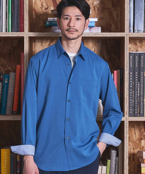 UNION STATION（ユニオンステーション）の「ストレッチカチオンレギュラーカラーシャツ（シャツ/ブラウス・メンズ・ベージュ/ネイビー/ブルー/グリーン・LL/M/L）」の20枚目の写真