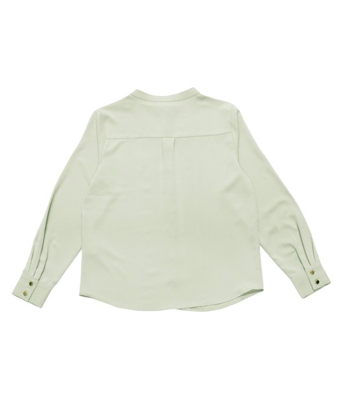 TOKYO SHIRTS（トウキョウシャツ）の「ピンタックビジュー釦 長袖ブラウス（シャツ/ブラウス・レディース・ライトカーキ/グレイッシュブルー・LL/L/M）」の6枚目の写真