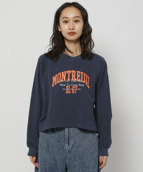 美品⭐︎マークアンドロナ　レディース ブラック Vネック niko and（ニコアンド）の「Vネックロゴドロストプルオーバー