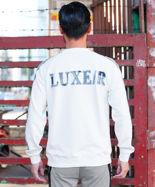 LUXE/R(ラグジュ)の「デニム切り替えロゴ スウェット トレーナー(スウェット・メンズ・ホワイト/トップグレー/ブラック・MEDIUM/LARGE/X-LARGE)」の6枚目の写真