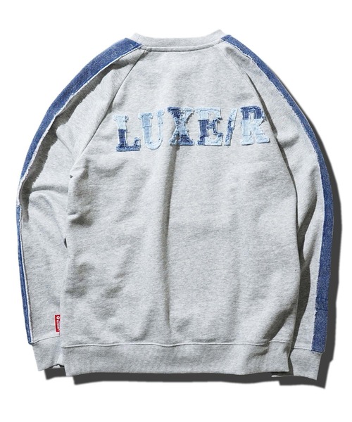 LUXE/R(ラグジュ)の「デニム切り替えロゴ スウェット トレーナー(スウェット・メンズ・ホワイト/トップグレー/ブラック・MEDIUM/LARGE/X-LARGE)」の5枚目の写真