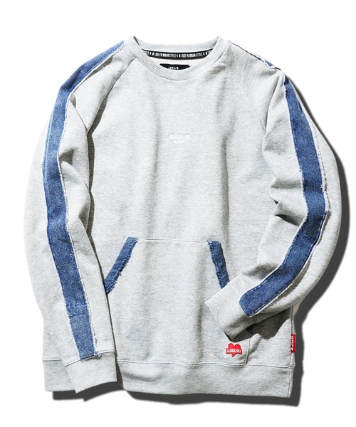 LUXE/R(ラグジュ)の「デニム切り替えロゴ スウェット トレーナー(スウェット・メンズ・ホワイト/トップグレー/ブラック・MEDIUM/LARGE/X-LARGE)」の10枚目の写真