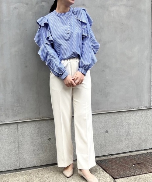 abahouse mavie（アバハウスマヴィ）の「ラッフルフリルスリーブブラウス（シャツ/ブラウス・レディース・ホワイト/ブルー・フリー）」の11枚目の写真