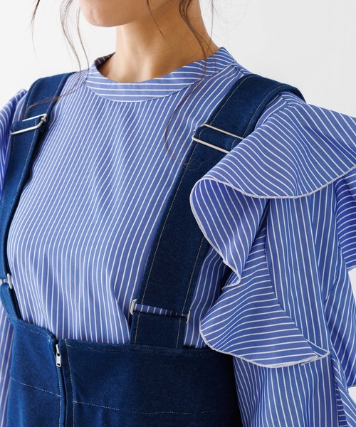 abahouse mavie（アバハウスマヴィ）の「ラッフルフリルスリーブブラウス（シャツ/ブラウス・レディース・ホワイト/ブルー・フリー）」の10枚目の写真