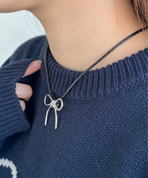 apres jour mignon（アプレジュールミニョン）の「【apresjour mignon×ARIAZ】アソートリボンネックレス（ネックレス・レディース・ブラック/シルバー・ONESIZE）」の6枚目の写真