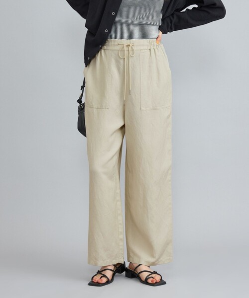 coen（コーエン）の「接触冷感リネンレーヨンベイカーワイドパンツ（その他パンツ・レディース・ブラック/ナチュラル/オリーブ・S/M/L）」の2枚目の写真