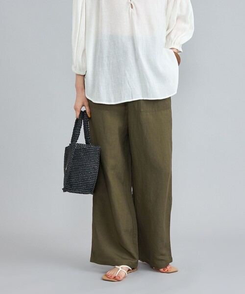 coen（コーエン）の「接触冷感リネンレーヨンベイカーワイドパンツ（その他パンツ・レディース・ブラック/ナチュラル/オリーブ・S/M/L）」の3枚目の写真