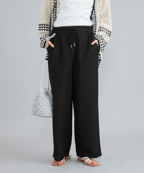 coen（コーエン）の「接触冷感リネンレーヨンベイカーワイドパンツ（その他パンツ・レディース・ブラック/ナチュラル/オリーブ・S/M/L）」の4枚目の写真