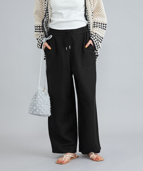 coen（コーエン）の「接触冷感リネンレーヨンベイカーワイドパンツ（その他パンツ・レディース・ブラック/ナチュラル/オリーブ・S/M/L）」の5枚目の写真