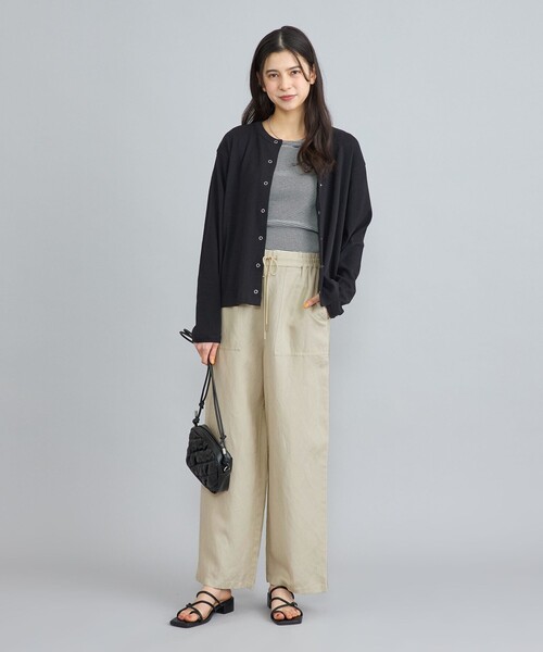 coen（コーエン）の「接触冷感リネンレーヨンベイカーワイドパンツ（その他パンツ・レディース・ブラック/ナチュラル/オリーブ・S/M/L）」の14枚目の写真