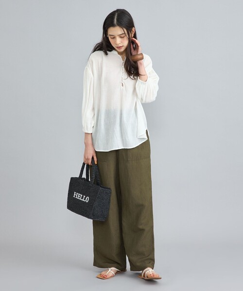 coen（コーエン）の「接触冷感リネンレーヨンベイカーワイドパンツ（その他パンツ・レディース・ブラック/ナチュラル/オリーブ・S/M/L）」の22枚目の写真