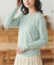 【JEMORGAN / ジェーイーモーガン】ワッフル花柄オーバーダイ ロングスリーブTシャツ パック入り／ヴィンテージライク カットソー