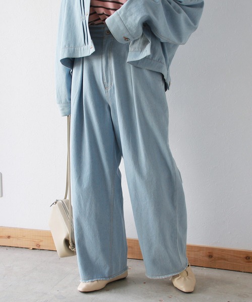 Crisp（クリスプ）の「フリンジデニムカーブパンツ（デニムパンツ・レディース・ブルー/ネイビー/ブラック・FREE）」の3枚目の写真