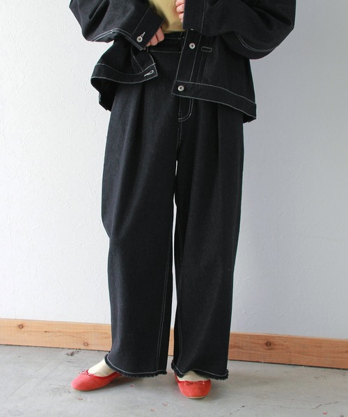 Crisp（クリスプ）の「フリンジデニムカーブパンツ（デニムパンツ・レディース・ブルー/ネイビー/ブラック・FREE）」の7枚目の写真