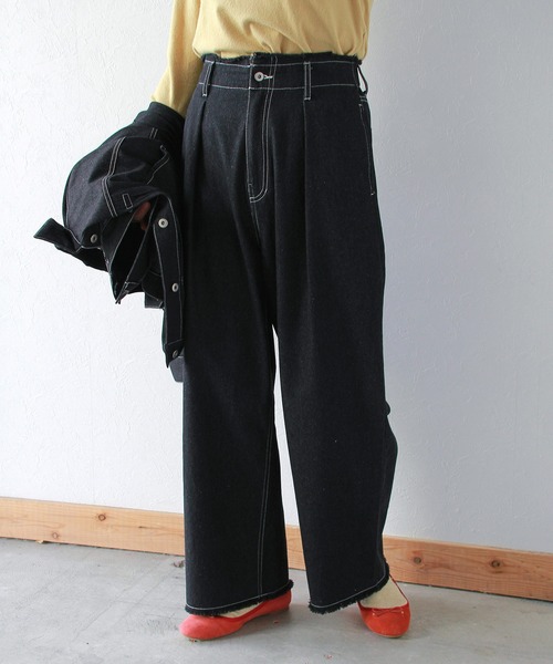 Crisp（クリスプ）の「フリンジデニムカーブパンツ（デニムパンツ・レディース・ブルー/ネイビー/ブラック・FREE）」の8枚目の写真