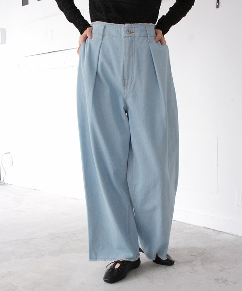 Crisp（クリスプ）の「フリンジデニムカーブパンツ（デニムパンツ・レディース・ブルー/ネイビー/ブラック・FREE）」の22枚目の写真