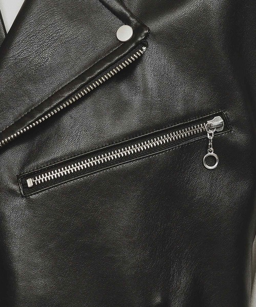 tk.TAKEO KIKUCHI(ティーケータケオキクチ)の「◆シンセティックレザーダブルライダースベスト(ベスト・レディース・ブラック・66)」の9枚目の写真