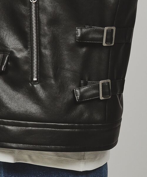 tk.TAKEO KIKUCHI(ティーケータケオキクチ)の「◆シンセティックレザーダブルライダースベスト(ベスト・レディース・ブラック・66)」の12枚目の写真