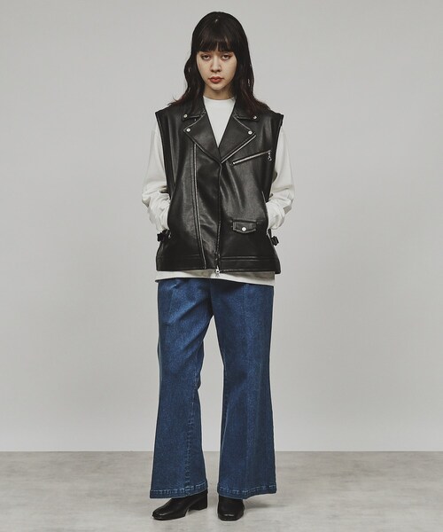tk.TAKEO KIKUCHI(ティーケータケオキクチ)の「◆シンセティックレザーダブルライダースベスト(ベスト・レディース・ブラック・66)」の17枚目の写真