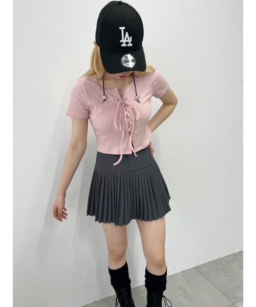 PHILLY（フィリー）の「【大人気★再販】コンパクトレースアップT（Tシャツ/カットソー・レディース・ホワイト/ブラック/ピンク・FREE）」の14枚目の写真