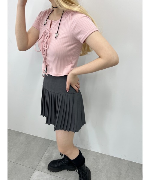 PHILLY（フィリー）の「【大人気★再販】コンパクトレースアップT（Tシャツ/カットソー・レディース・ホワイト/ブラック/ピンク・FREE）」の16枚目の写真