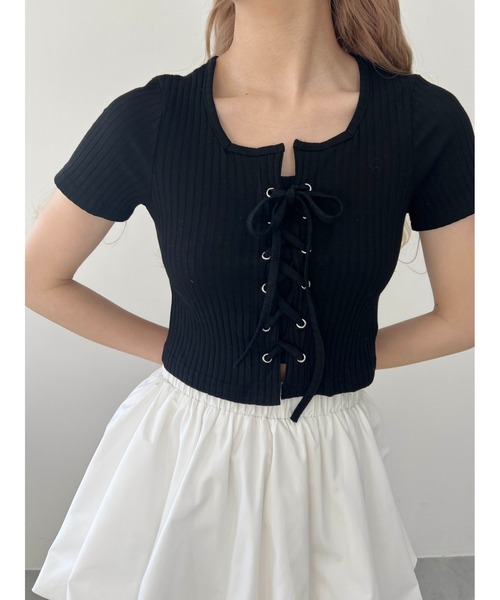 PHILLY（フィリー）の「【大人気★再販】コンパクトレースアップT（Tシャツ/カットソー・レディース・ホワイト/ブラック/ピンク・FREE）」の20枚目の写真