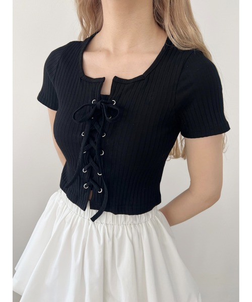 PHILLY（フィリー）の「【大人気★再販】コンパクトレースアップT（Tシャツ/カットソー・レディース・ホワイト/ブラック/ピンク・FREE）」の21枚目の写真