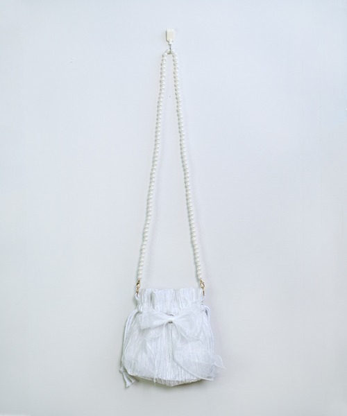 巾着バッグ ショルダー ミニ レース リボン パー 結婚式 巾着  