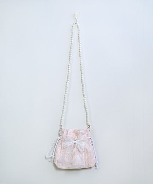 shopnikoniko(ショップニコニコ)の「浴衣 バッグ 巾着バッグ ショルダー ミニ カバン 結婚式 バッグ レース リボン パール 巾着 ショルダーバッグ(ショルダーバッグ・レディース・ホワイト/ブラック/ピンク・フリー)」の21枚目の写真