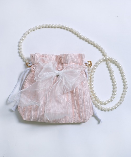 shopnikoniko(ショップニコニコ)の「浴衣 バッグ 巾着バッグ ショルダー ミニ カバン 結婚式 バッグ レース リボン パール 巾着 ショルダーバッグ(ショルダーバッグ・レディース・ホワイト/ブラック/ピンク・フリー)」の22枚目の写真