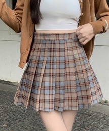 プリーツチェック ミニスカート
