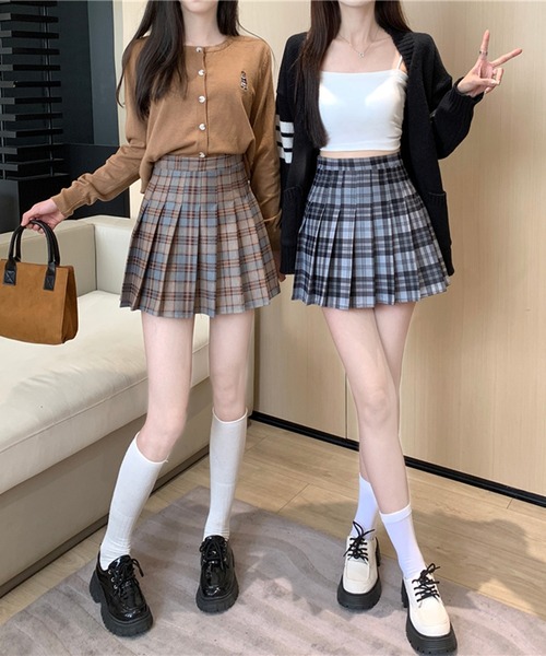 SHEPP(シープ)の「プリーツチェック ミニスカート(スカート・レディース・ベージュ/ブルー・S/M/L)」の15枚目の写真