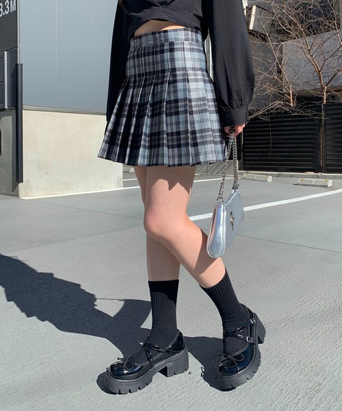SHEPP(シープ)の「プリーツチェック ミニスカート(スカート・レディース・ベージュ/ブルー・S/M/L)」の10枚目の写真