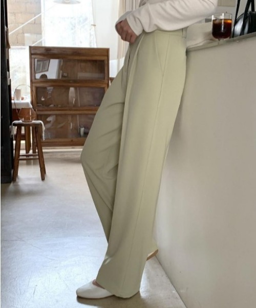 sorule（ソルレ）の「センタープレスタックスラックス（スラックス・レディース・ベージュ/チャコールグレー/アイボリー/ブラック/グリーン・FREE）」の16枚目の写真