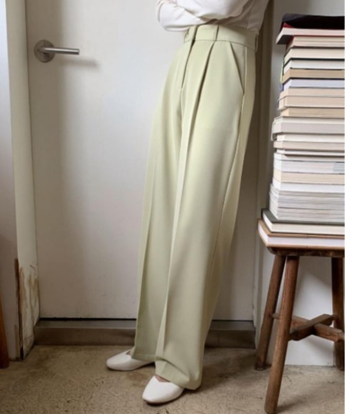 sorule（ソルレ）の「センタープレスタックスラックス（スラックス・レディース・ベージュ/チャコールグレー/アイボリー/ブラック/グリーン・FREE）」の15枚目の写真