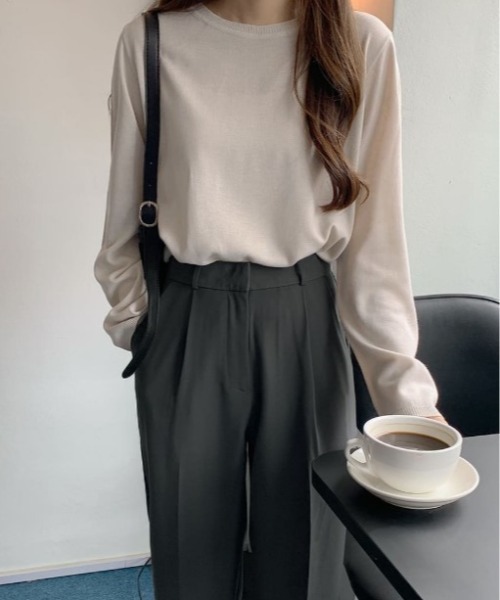 sorule（ソルレ）の「センタープレスタックスラックス（スラックス・レディース・ベージュ/チャコールグレー/アイボリー/ブラック/グリーン・FREE）」の11枚目の写真