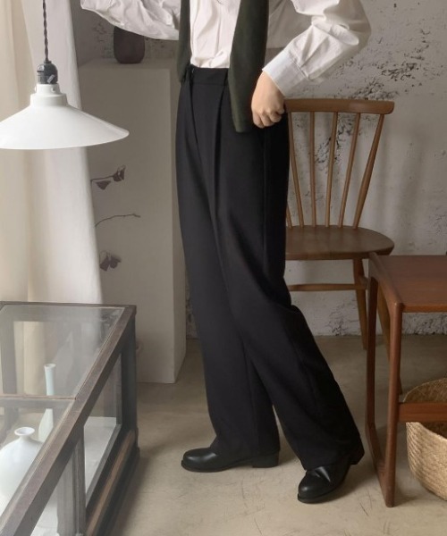 sorule（ソルレ）の「センタープレスタックスラックス（スラックス・レディース・ベージュ/チャコールグレー/アイボリー/ブラック/グリーン・FREE）」の9枚目の写真