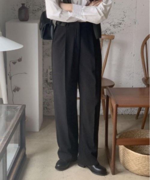 sorule（ソルレ）の「センタープレスタックスラックス（スラックス・レディース・ベージュ/チャコールグレー/アイボリー/ブラック/グリーン・FREE）」の8枚目の写真