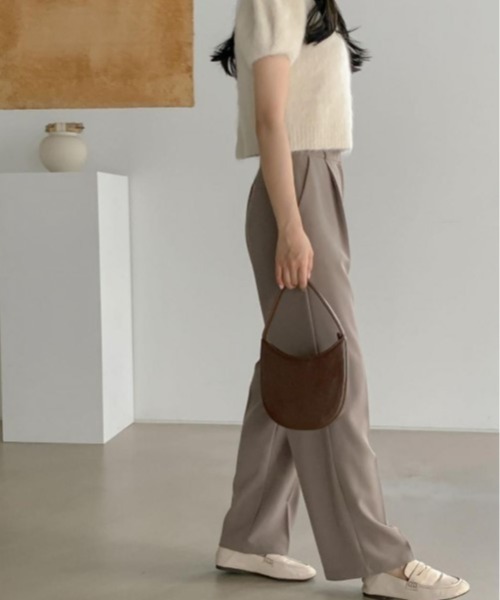 sorule（ソルレ）の「センタープレスタックスラックス（スラックス・レディース・ベージュ/チャコールグレー/アイボリー/ブラック/グリーン・FREE）」の17枚目の写真