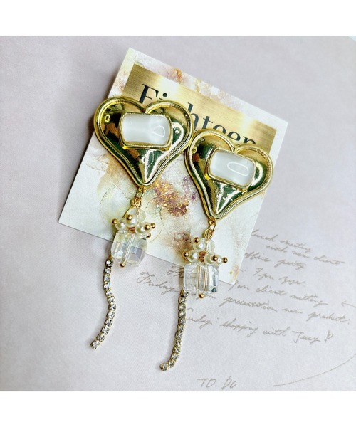 tone(トーン)の「【Eighteen】Heart goldキラキラピアス(MA)(ピアス(両耳用)・レディース・ゴールド・FREE)」の3枚目の写真
