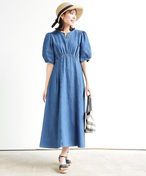 ボリューム袖デニムワンピース（ワンピース）｜rps（アールピーエス