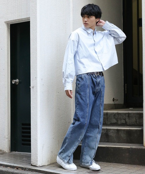 ALAND(エーランド)の「3.3 Field Trip/ショートストライプシャツ 2117898(シャツ/ブラウス・メンズ・グレー/ライトブルー・FREE)」の3枚目の写真