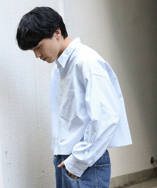 ALAND(エーランド)の「3.3 Field Trip/ショートストライプシャツ 2117898(シャツ/ブラウス・メンズ・グレー/ライトブルー・FREE)」の5枚目の写真