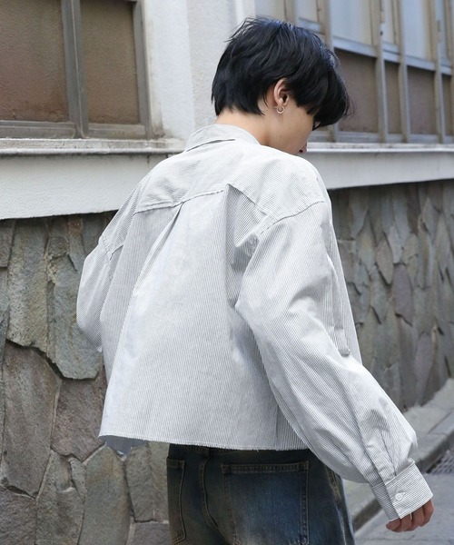 ALAND(エーランド)の「3.3 Field Trip/ショートストライプシャツ 2117898(シャツ/ブラウス・メンズ・グレー/ライトブルー・FREE)」の7枚目の写真
