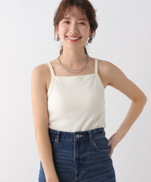 LEPSIM（レプシィム）の「カップ付きアメスリキャミ　109877（キャミソール・レディース・オフホワイト/チャコールグレー・MEDIUM/LARGE）」の2枚目の写真